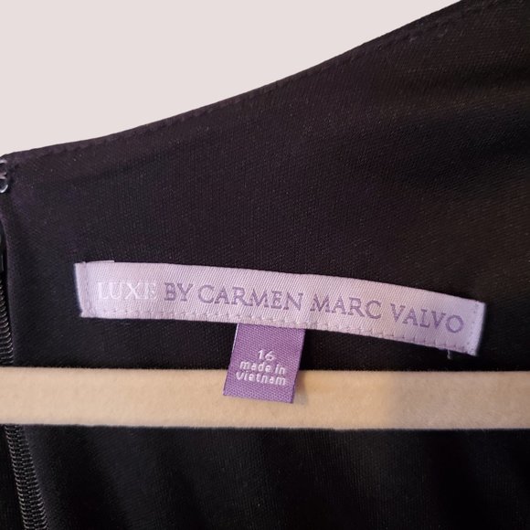 Luxe by Carmen Marc Valvo Faux Wrap Cocktail Dress - Picture 3 of 8